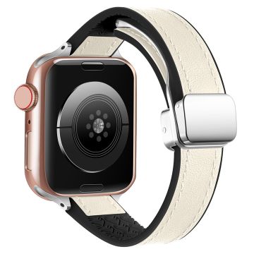 Apple Watch Serie 41mm / 40mm / 38mm Silikon+PU Klockarmband - Vit