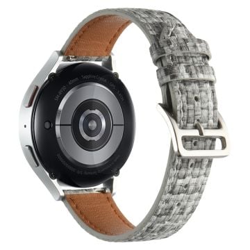 Garmin Active 5 / Samsung Galaxy Watch6 Classic 47mm 43mm klockarmband 20mm flätat armband i veganläder - Svart Grå