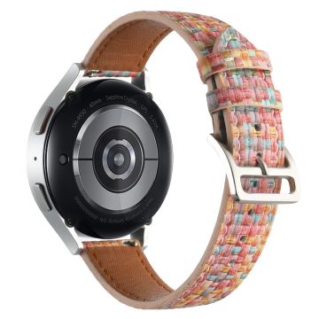 Garmin Active 5 / Samsung Galaxy Watch6 Classic 47mm 43mm klockarmband 20mm flätat armband i veganläder - Rosa Blå