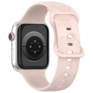 Apple Watch Series 41mm / 40mm / 38mm klockarmband Butterfly Silikonarmband - Ljusrosa