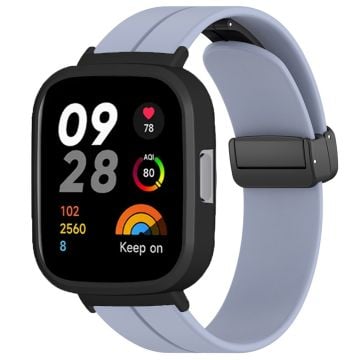 Xiaomi Redmi Watch 3 Klockarmband Svart Magnetiskt spänne Silikonarmband med klockfodral - Lavendelgrå