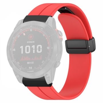 Garmin Fenix 7X / 6X / 5X Klockarmband Magnetiskt spänne Silikonband med 26 mm kontakt - Röd