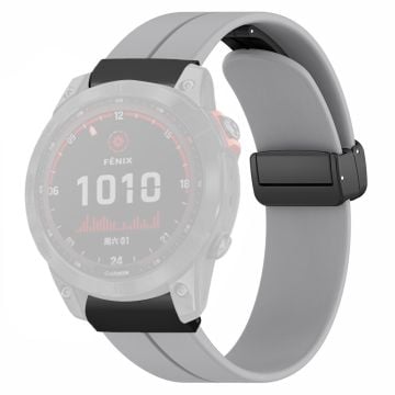 Garmin Fenix 7X / 6X / 5X Klockarmband Magnetiskt spänne Silikonband med 26 mm kontakt - Grå