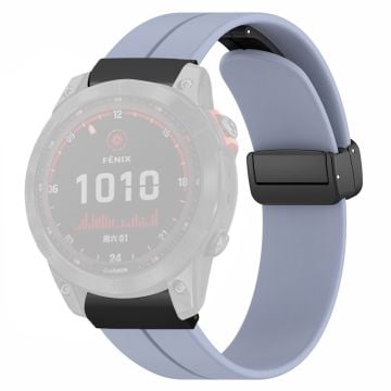 Garmin Fenix 7X / 6X / 5X Klockarmband Magnetiskt spänne Silikonband med 26 mm kontakt - Lavendelgrå