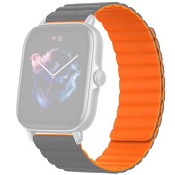 Huami Amazfit GTS 4 / 3 / 2 / 1 / mini Silikon Klockarmband 20mm Magnetiskt Sportband - Grå + Orange