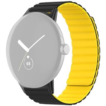 Google Pixel Watch / Pixel Watch 2 Magnetiskt klockarmband Justerbart flexibelt handledsarmband - Svart + Gul