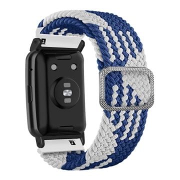 Huawei Watch Fit / Watch Fit Special Edition klockarmband Nylonflätat elastiskt armband - Blå + Vit