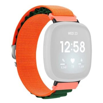 Fitbit Versa 4 / Versa 3 / Sense 2 / Sense Klockarmband Nylon Justerbart handledsband - Orange + Grön