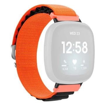 Fitbit Versa 4 / Versa 3 / Sense 2 / Sense Klockarmband Nylon Justerbart handledsband - Orange + Svart