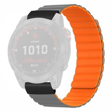 Garmin 26 mm Quickfit universellt flexibelt klockarmband med magnetrem och stötskyddad kontakt - Grå + Orange