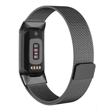 KALEBOL Series Fitbit Charge 4 / 3 Klockarmband i rostfritt stål Milanese Mesh Armband - Svart