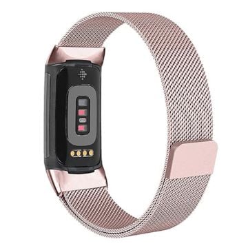 KALEBOL Series Fitbit Charge 4 / 3 Klockarmband i rostfritt stål Milanese Mesh Armband - Roséguld