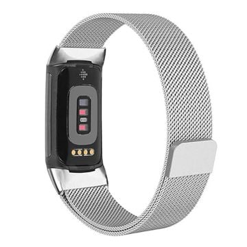 KALEBOL Series Fitbit Charge 4 / 3 Klockarmband i rostfritt stål Milanese Mesh Armband - Silver