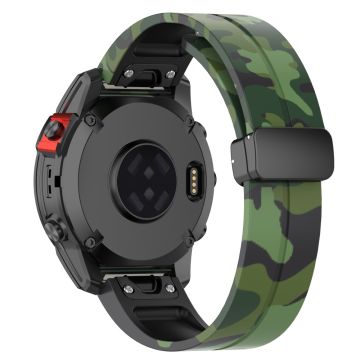 Garmin Fenix 7S / 6S Pro / 5S Plus / Instinct 2S Klockarmband Svart Spänne 20mm Camouflage Armband - Camo Grön