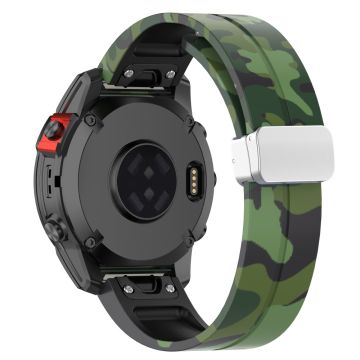 Garmin Fenix 7S / 6S Pro / 5S Plus / Instinct 2S Kamouflageklockarmband Silverspänne 20mm Sportarmband - Camo Grön