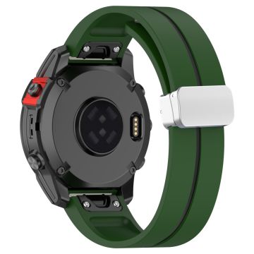 Garmin Fenix 7S / 6S Pro / 5S Plus / Instinct 2S Flexibla klockarmband Silverspänne 20mm Armband med tvåfärgade ränder - Militärgrön + Svart