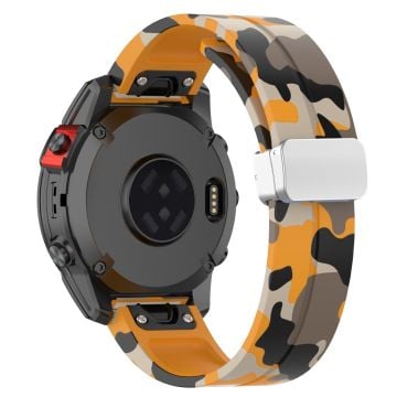 Garmin 22 mm Quickfit-klockarmband med silverspänne och flexibelt armband - Camo Gul