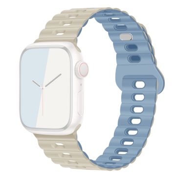 Apple Watch Series 41mm - 40mm - 38mm Universal klockarmband Flexibelt armband - Antik Vit + Dimblå