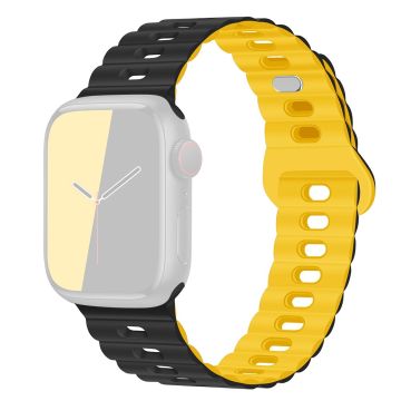 Apple Watch Series 41mm - 40mm - 38mm Universal klockarmband Flexibelt armband - Svart + Gul