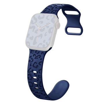 Apple Watch Series 41mm - 40mm - 38mm Universal Flexibel Rem Leopardmönster Klockarmband - Midnattsblå