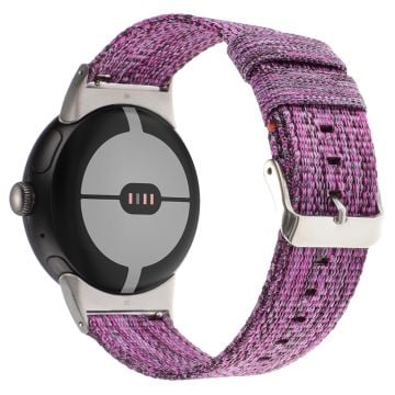 Google Pixel Watch / Watch 2 Nylon Sport Strap Ersättningsarmband - Mörklila