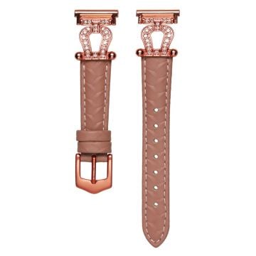 Samsung Galaxy Watch3 45mm / Huawei Watch GT 4 46mm Klockarmband 22mm Cowhide läderarmband - Bean Rosa / Roséguld Spänne Spänne