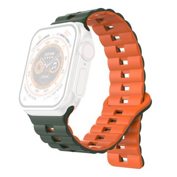 Apple Watch Series 41mm - 40mm - 38mm Universal klockarmband Magnetiskt flexibelt armband - Olivgrön + Orange