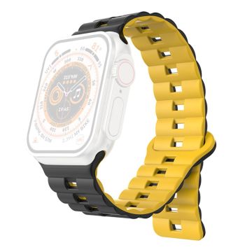 Apple Watch Series 41mm - 40mm - 38mm Universal klockarmband Magnetiskt flexibelt armband - Svart + Gul