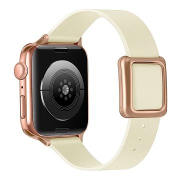 Apple Watch Series 41mm - 40mm - 38mm Universal Smart Watch Armband Läderarmband - Beige