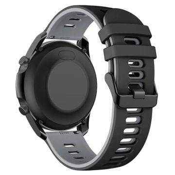 Samsung Galaxy Watch6 Classic 47mm 43mm / GarminActive 5 Flexibelt band 20mm Dual Color klockarmband - Svart + Grå