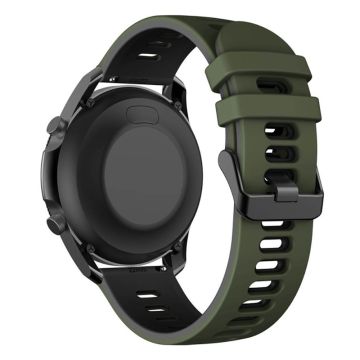 Samsung Galaxy Watch3 45mm / Garmin Venu 3 Klockarmband 22mm Dual Color Flexibelt klockarmband - Militärgrön + Svart