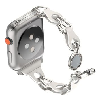 Apple Watch Series 41 mm - 40 mm - 38 mm universellt magnetiskt klockarmband med kedja - Vit