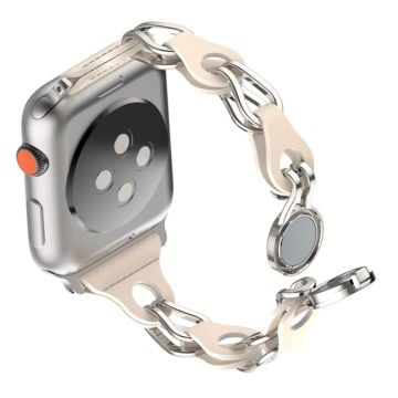 Apple Watch Series 41 mm - 40 mm - 38 mm universellt magnetiskt klockarmband med kedja - Mjölk Te