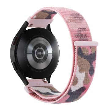 Samsung Galaxy Watch6 Classic 47mm 43mm / GarminActive 5 Nylon Klockarmband 20mm Camouflage Armband - Rosa Camo