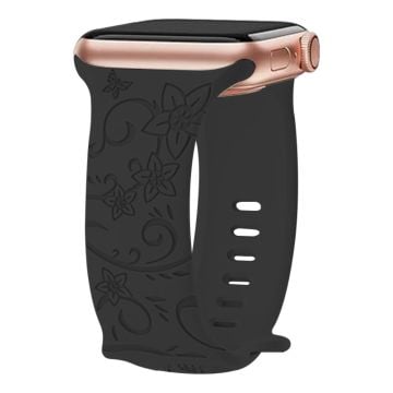 Apple Watch Series 41mm - 40mm - 38mm Universal klockarmband Blomma Graverad Rem - Blommor / Svart