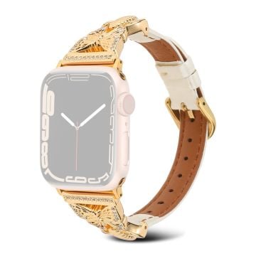 Apple Watch Series 41mm - 40mm - 38mm Universal klockarmband Butterfly Strap - Vit / Guldspänne Spänne