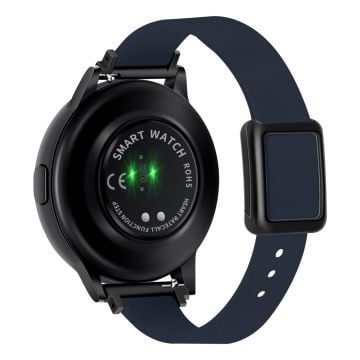 Samsung Galaxy Watch 20mm universellt läderarmband med magnetiskt vikspänne - Midnattsblå / Svart Spänne Och Roséguld Spänne