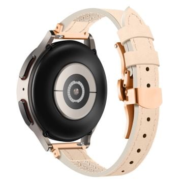 Samsung Gear S3 Classic / Huawei Watch Ultimate / Xiaomi Watch S1 Klockarmband 22mm Silikon och äkta läder - Aprikos / Roséguld Spänne