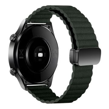 Samsung Galaxy Watch6 / Garmin Venu Sq 2 läderarmband 20mm magnetiskt armband - Svartaktig Grön