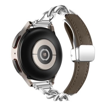 Samsung Galaxy Watch6 / Garmin Venu Sq 2 Magnetiskt klockarmband 20mm Armband i äkta koskinn - Tan