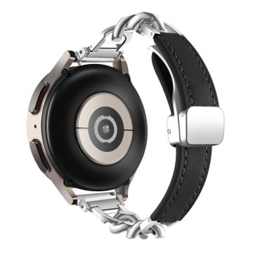 Samsung Galaxy Watch6 / Garmin Venu Sq 2 Magnetiskt klockarmband 20mm Armband i äkta koskinn - Svart