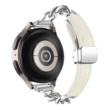 Samsung Galaxy Watch6 / Garmin Venu Sq 2 Magnetiskt klockarmband 20mm Armband i äkta koskinn - Beige