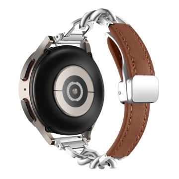 Samsung Galaxy Watch6 / Garmin Venu Sq 2 Magnetiskt klockarmband 20mm Armband i äkta koskinn - Brun