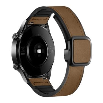 Samsung Galaxy Watch6 / Garmin Venu Sq 2 Klockarmband 20mm PU läder och flexibelt armband - Mörkbrun