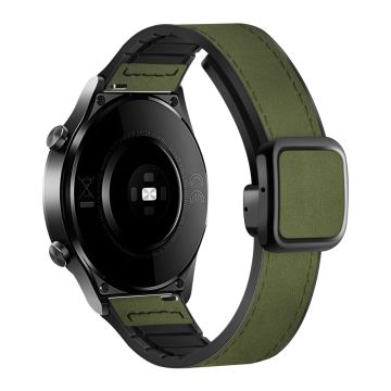 Samsung Gear S3 Classic / Garmin Vivoactive 4 Magnetband 22mm läderbelagt flexibelt klockarmband - Grön