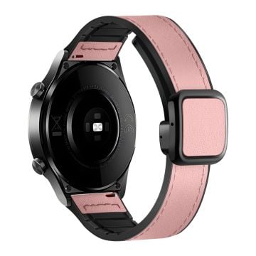 Samsung Gear S3 Classic / Garmin Vivoactive 4 Magnetband 22mm läderbelagt flexibelt klockarmband - Rosa