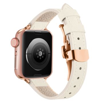 Apple Watch Series 41mm - 40mm - 38mm Universal klockarmband - Beige / Roséguldspänne Och Roséguld Spänne