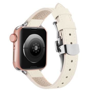 Apple Watch Series 41mm - 40mm - 38mm Universal klockarmband - Beige / Silverfärgat Spänne Och Roséguld Spänne