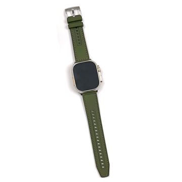 Apple Watch 41mm / 40mm / 38mm Klockarmband läderbelagt silikonarmband - Svartaktig Grön