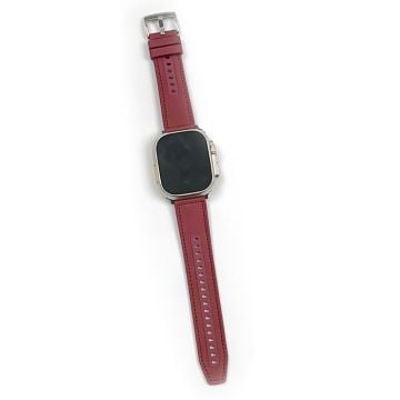 Apple Watch 41mm / 40mm / 38mm Klockarmband läderbelagt silikonarmband - Vinröd